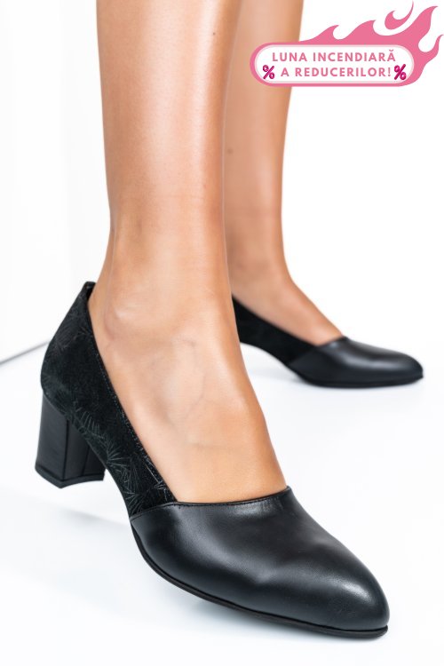 Pantofi negri piele naturala 1pc585