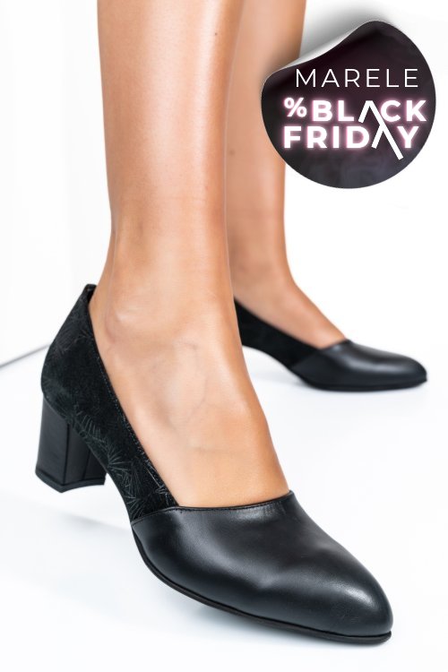 Pantofi negri piele naturala 1pc585