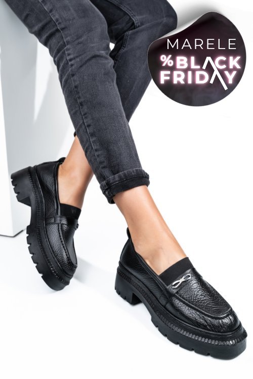 Mocasini negri piele naturala ipcbm006