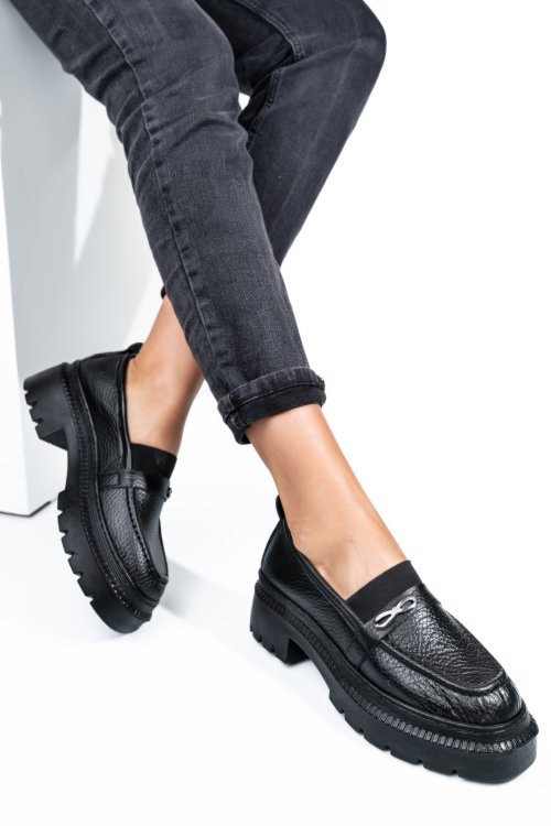 Mocasini negri piele naturala ipcbm006