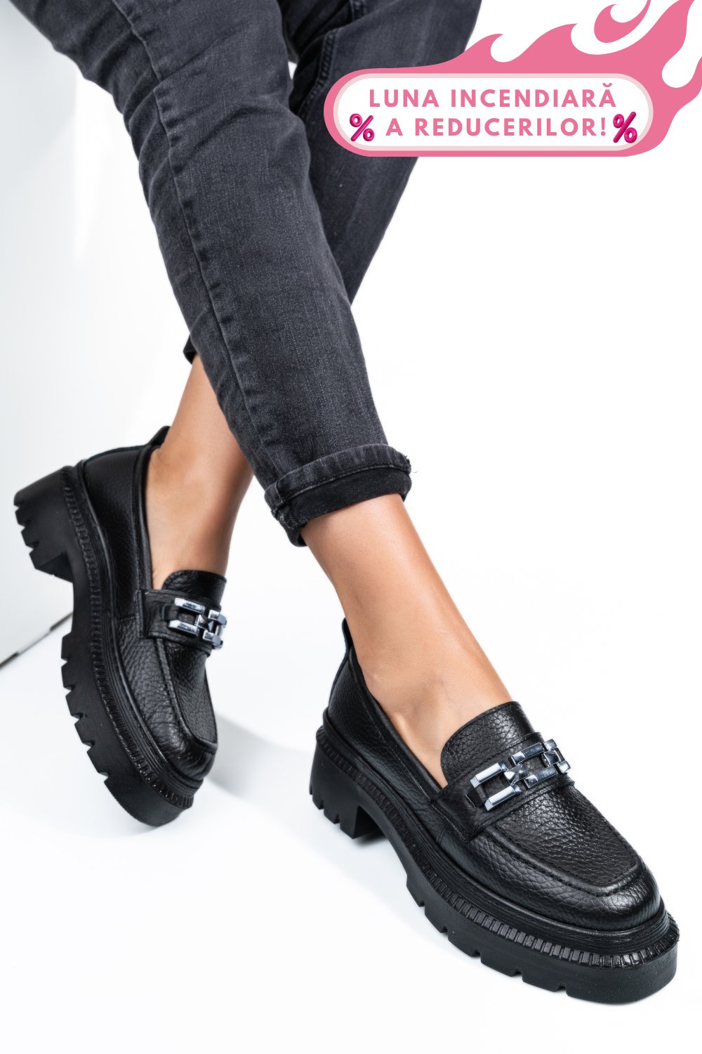 MOCASINI NEGRI PIELE NATURALA IPCBM004