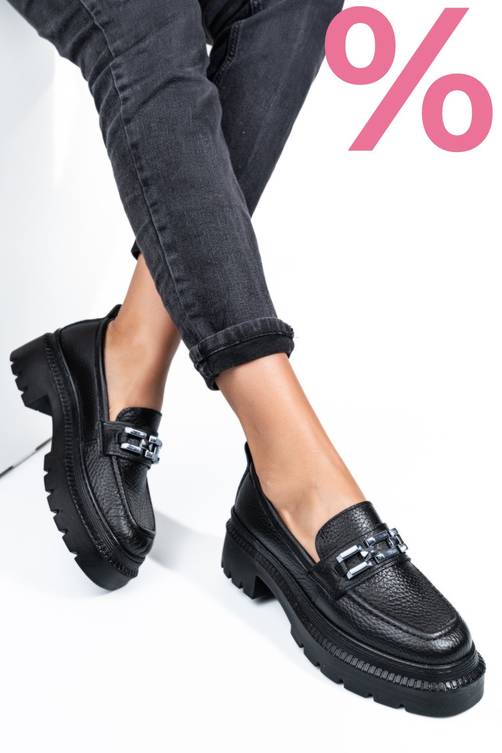MOCASINI NEGRI PIELE NATURALA IPCBM004