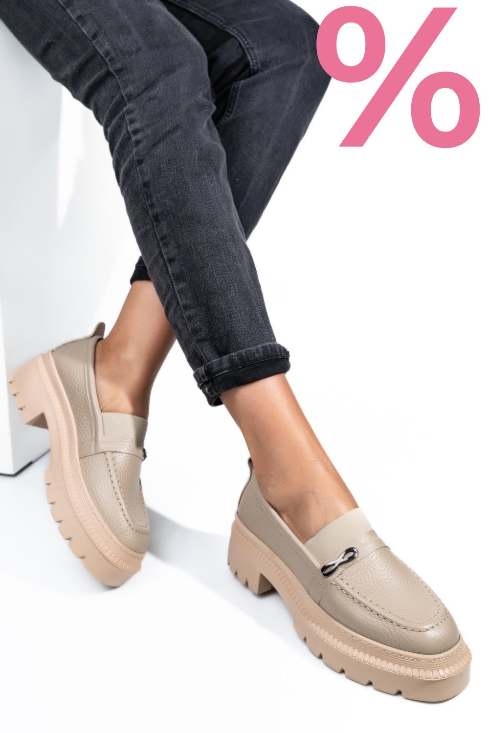 MOCASINI BEJ PIELE NATURALA IPCBM011