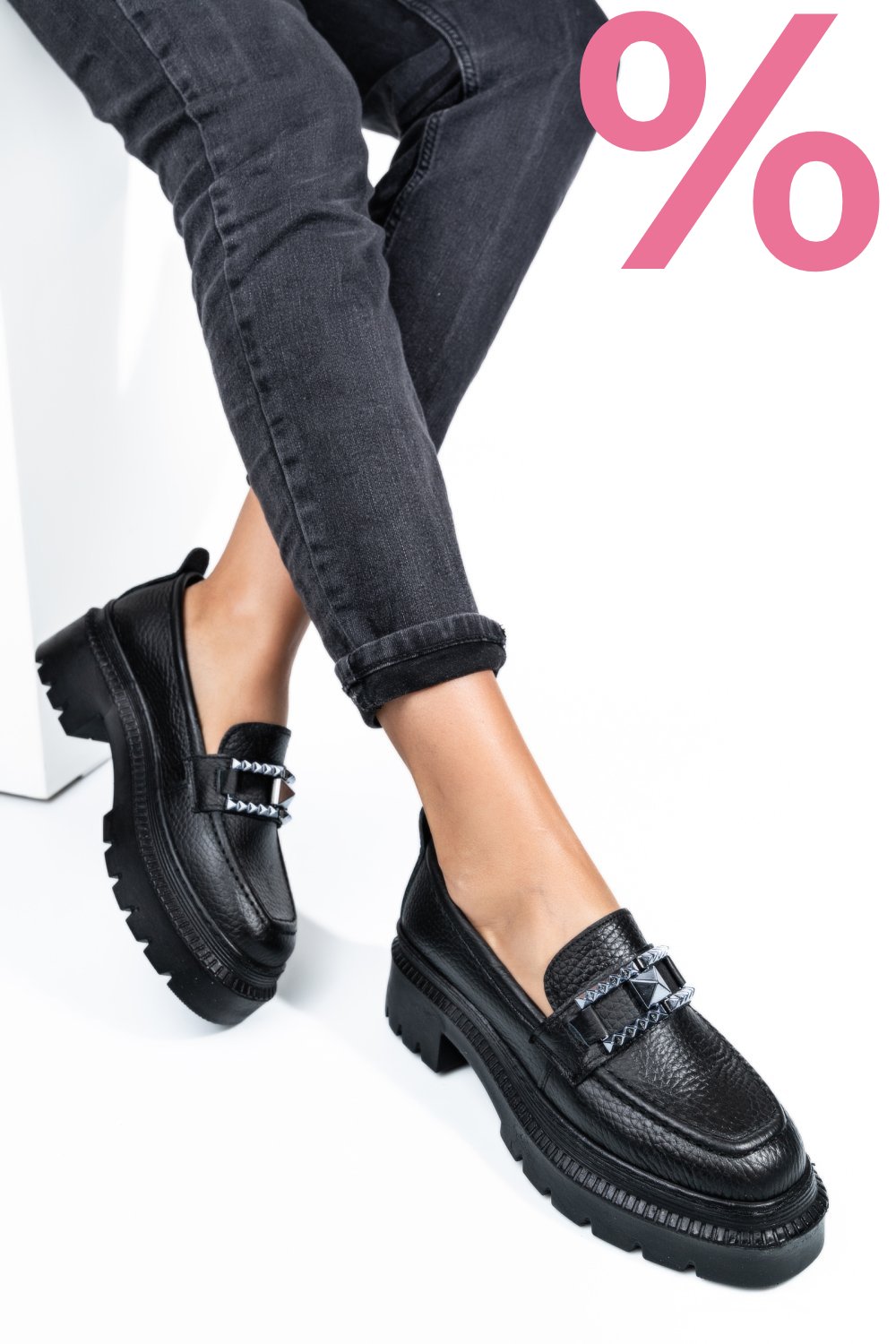 MOCASINI NEGRI PIELE NATURALA IPCBM008