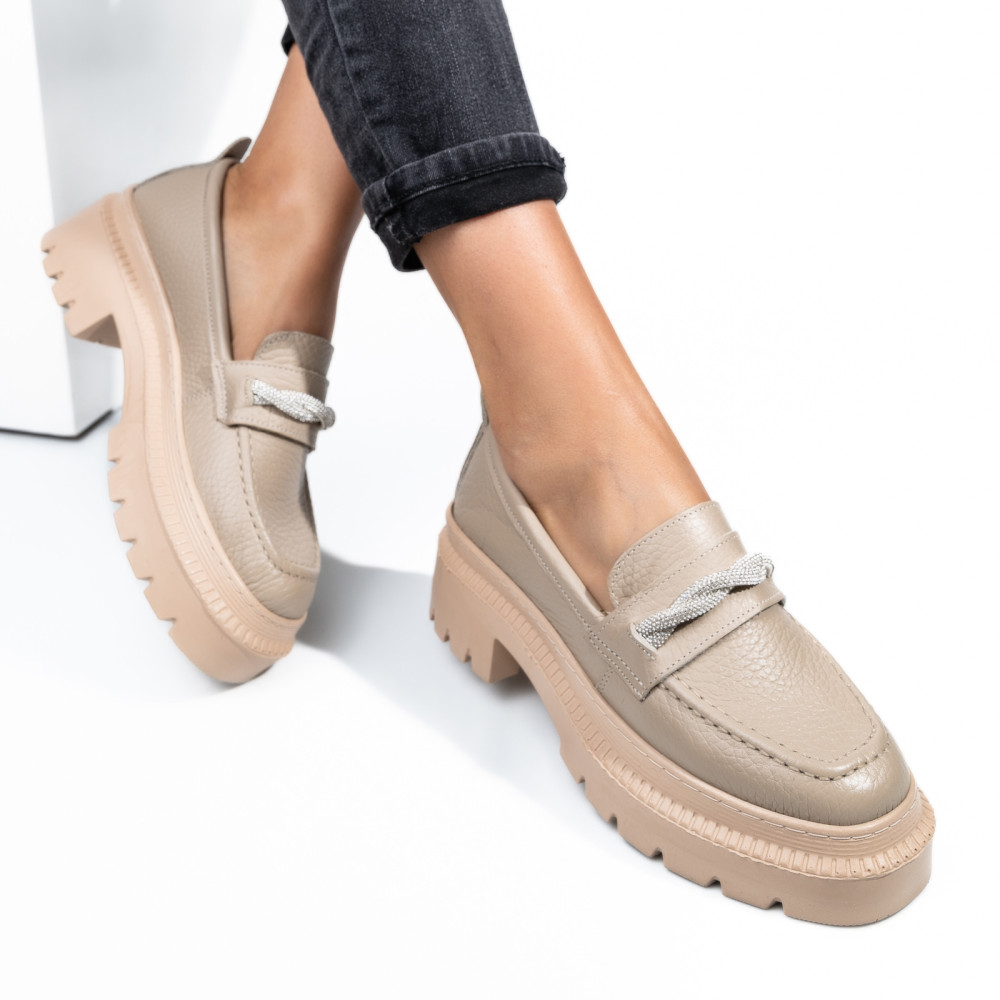MOCASINI BEJ PIELE NATURALA IPCBM022