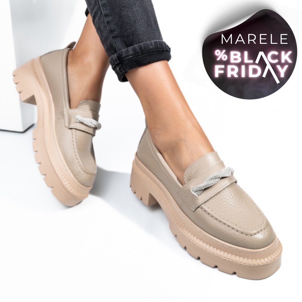 MOCASINI BEJ PIELE NATURALA IPCBM022