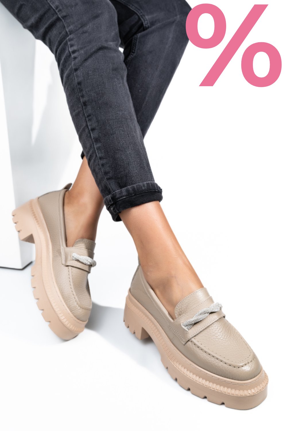 MOCASINI BEJ PIELE NATURALA IPCBM022