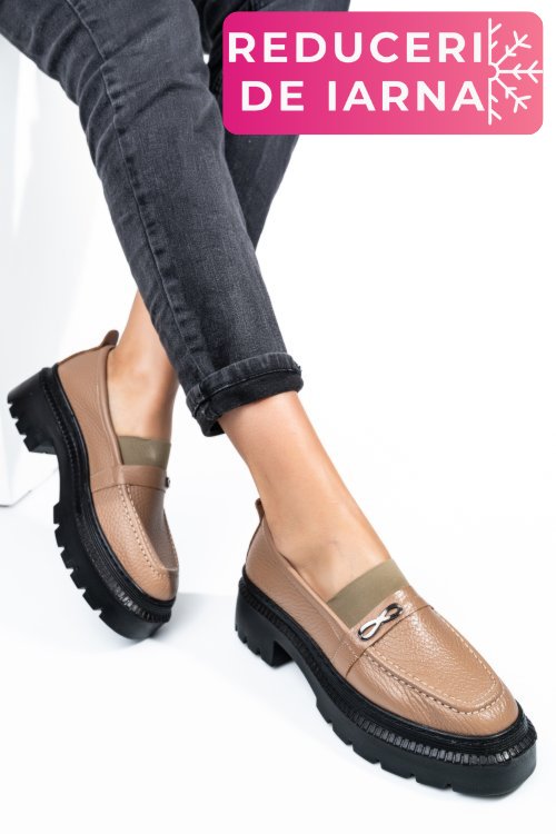 Mocasini maro piele naturala ipcbm010
