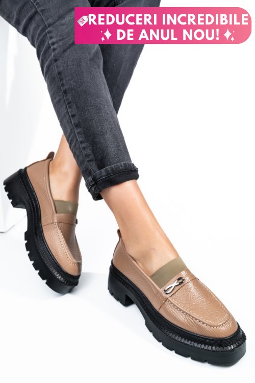 Mocasini maro piele naturala ipcbm010