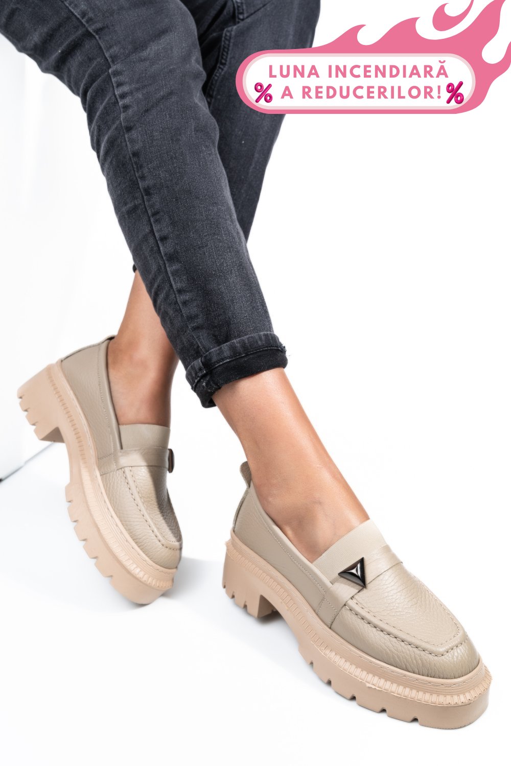 MOCASINI BEJ PIELE NATURALA IPCBM013