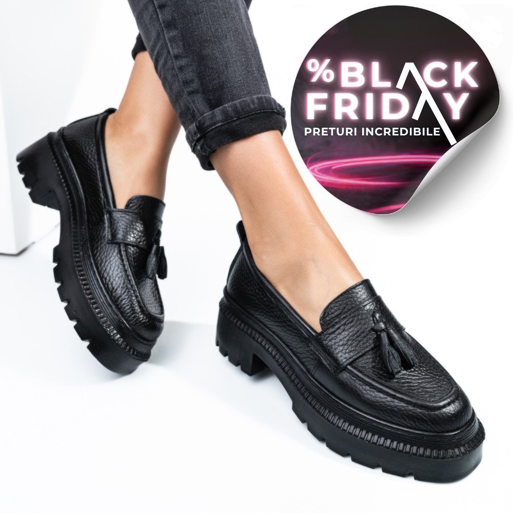 MOCASINI NEGRI PIELE NATURALA IPCBM025