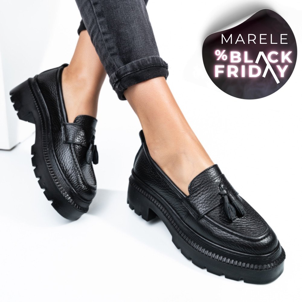 MOCASINI NEGRI PIELE NATURALA IPCBM025