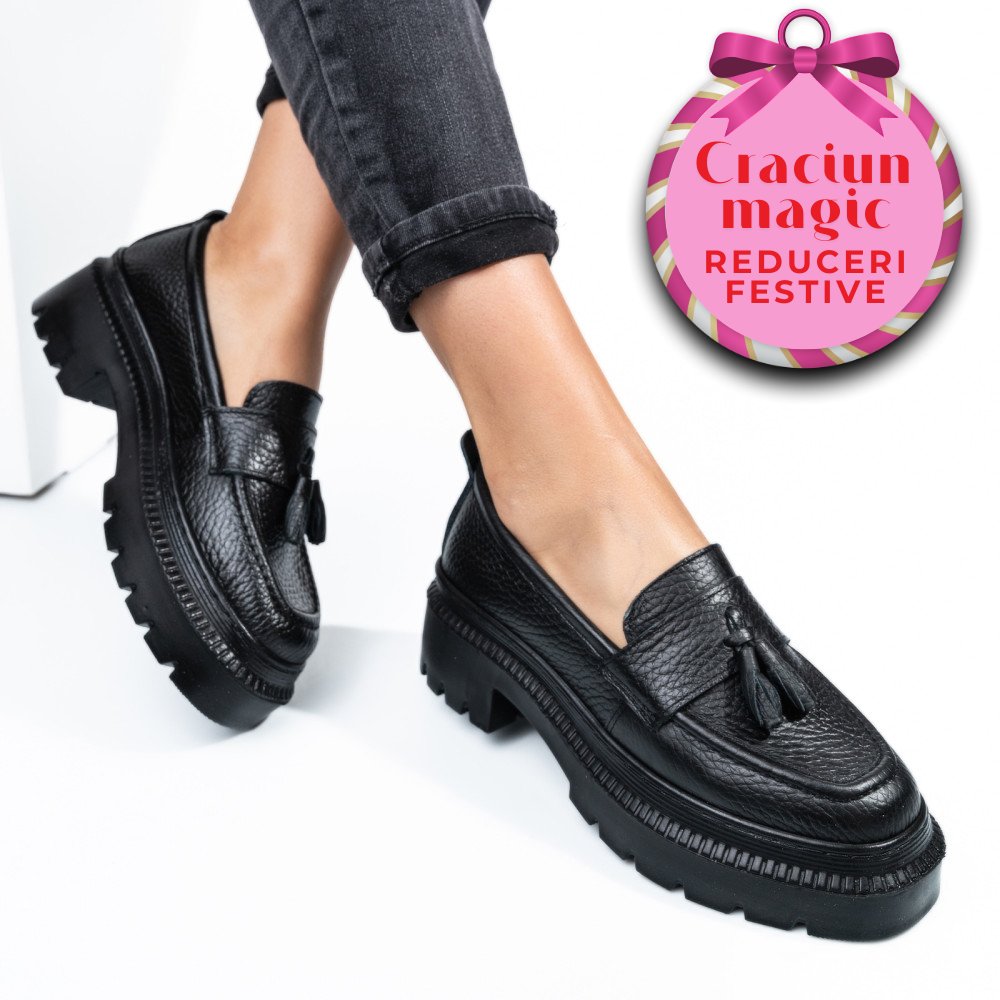MOCASINI NEGRI PIELE NATURALA IPCBM025