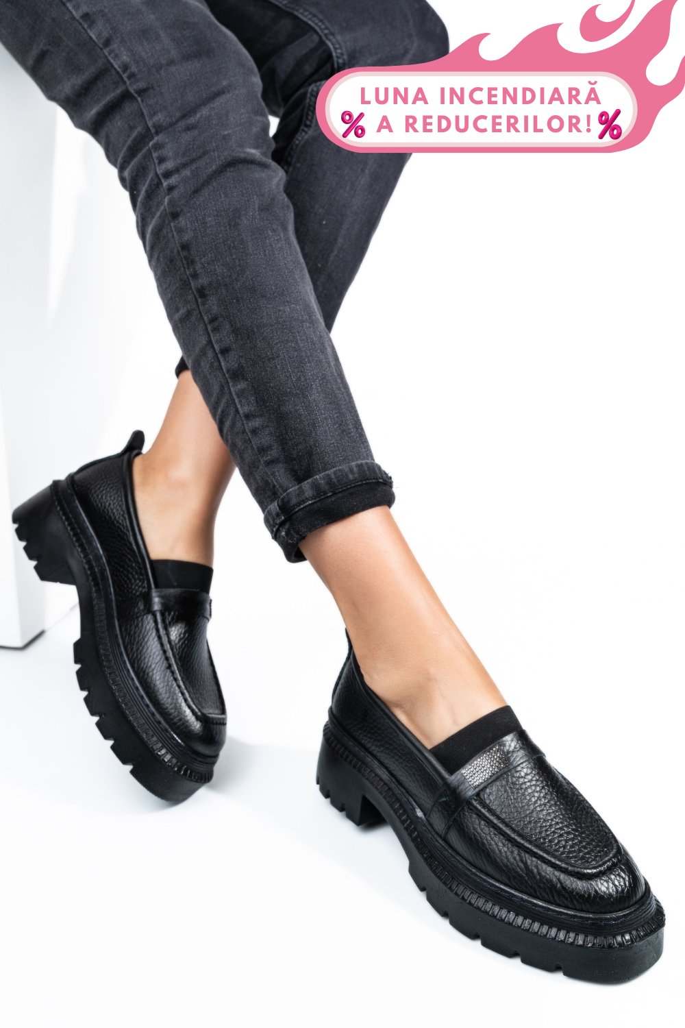 MOCASINI NEGRI PIELE NATURALA IPCBM015