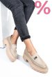 Mocasini beige piele naturala ipcbm014