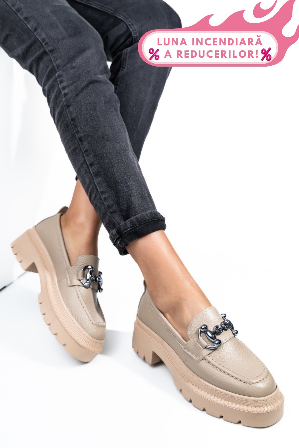 MOCASINI BEJ PIELE NATURALA IPCBM020