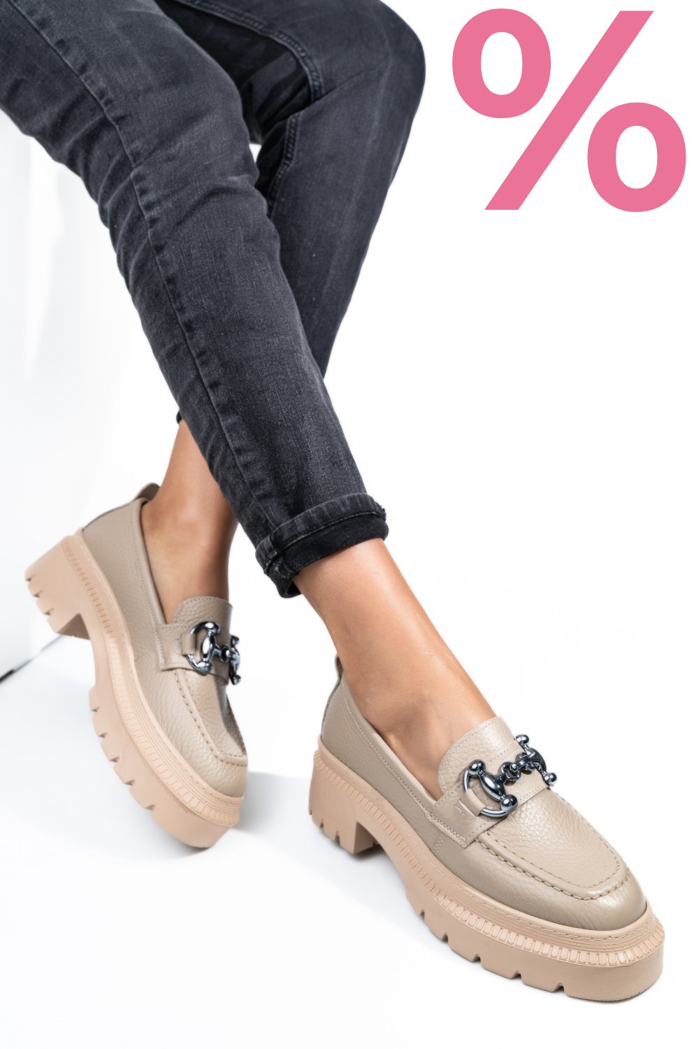 MOCASINI BEJ PIELE NATURALA IPCBM020