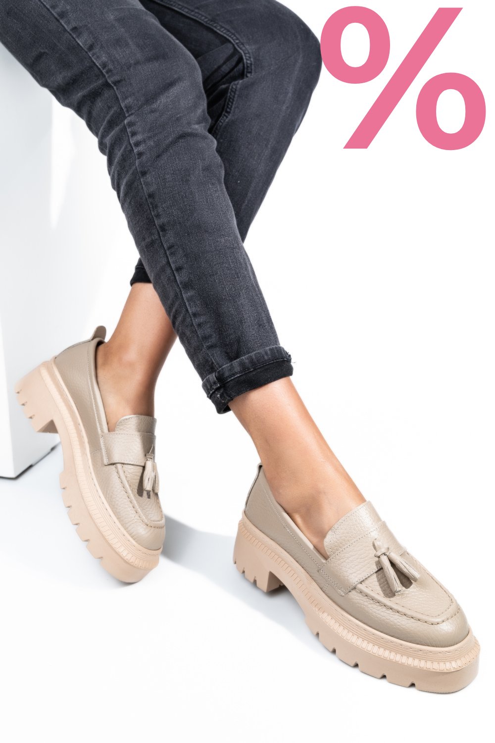MOCASINI BEJ PIELE NATURALA IPCBM029