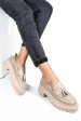 Mocasini bej piele naturala ipcbm029