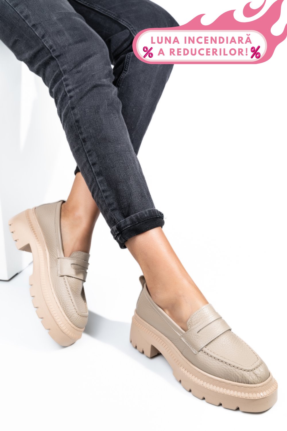 MOCASINI BEJ PIELE NATURALA IPCBM026