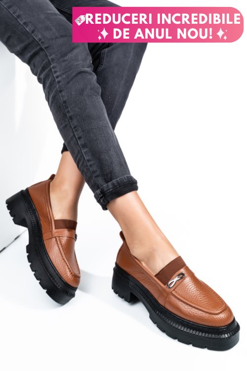 Mocasini maro piele naturala ipcbm005