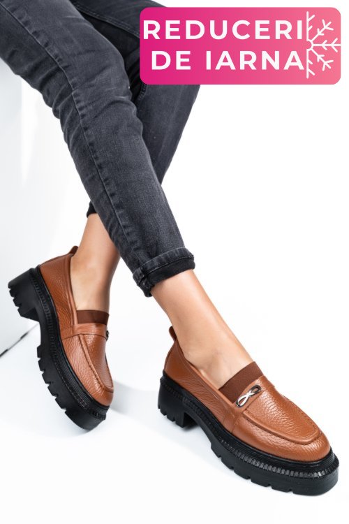 Mocasini maro piele naturala ipcbm005