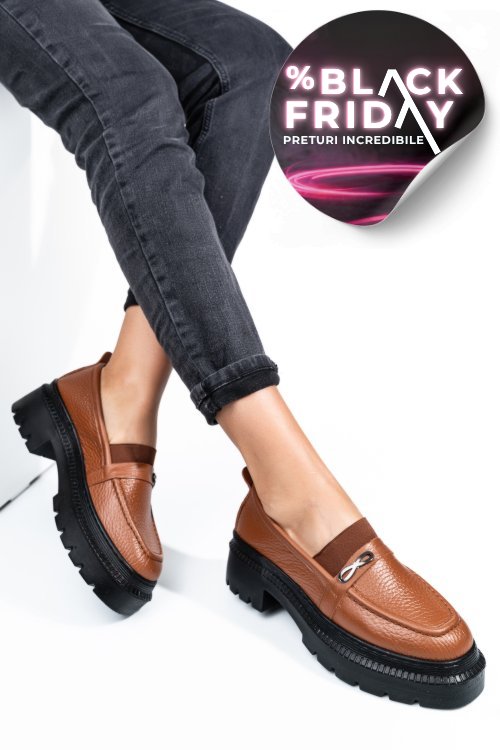 Mocasini maro piele naturala ipcbm005