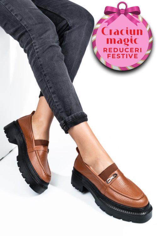 Mocasini maro piele naturala ipcbm005