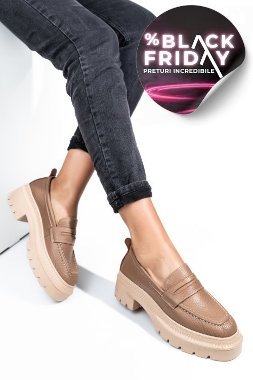 Mocasini maro piele naturala ipcbm024
