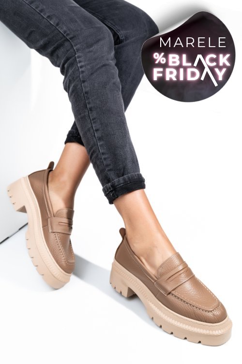 Mocasini maro piele naturala ipcbm024