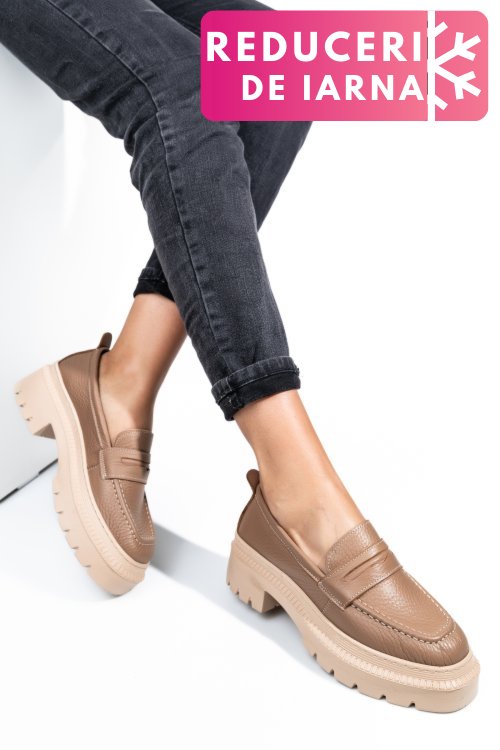 Mocasini maro piele naturala ipcbm024