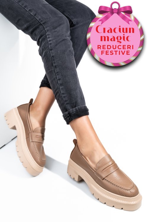 Mocasini maro piele naturala ipcbm024