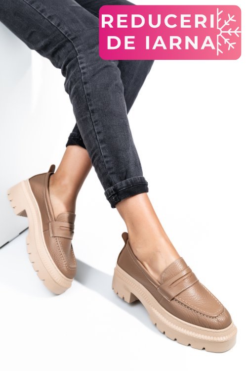 Mocasini maro piele naturala ipcbm024