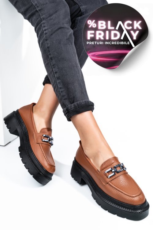 Mocasini maro piele naturala ipcbm016