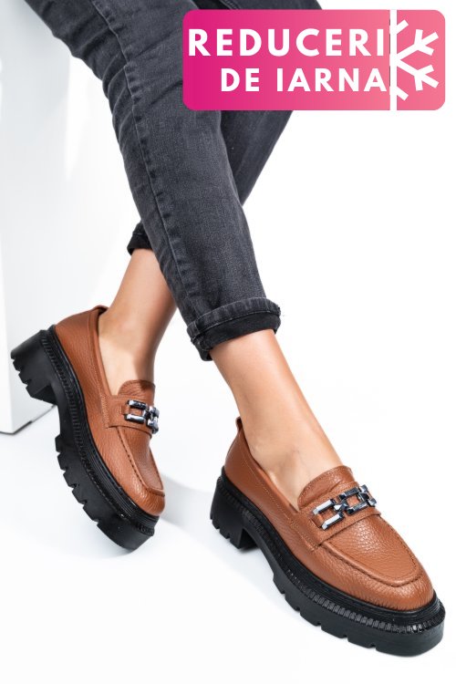 Mocasini maro piele naturala ipcbm016