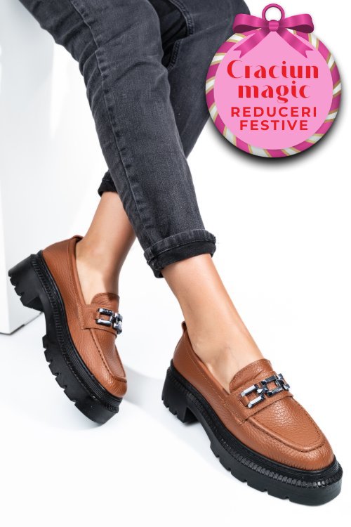 Mocasini maro piele naturala ipcbm016