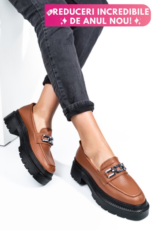 Mocasini maro piele naturala ipcbm016