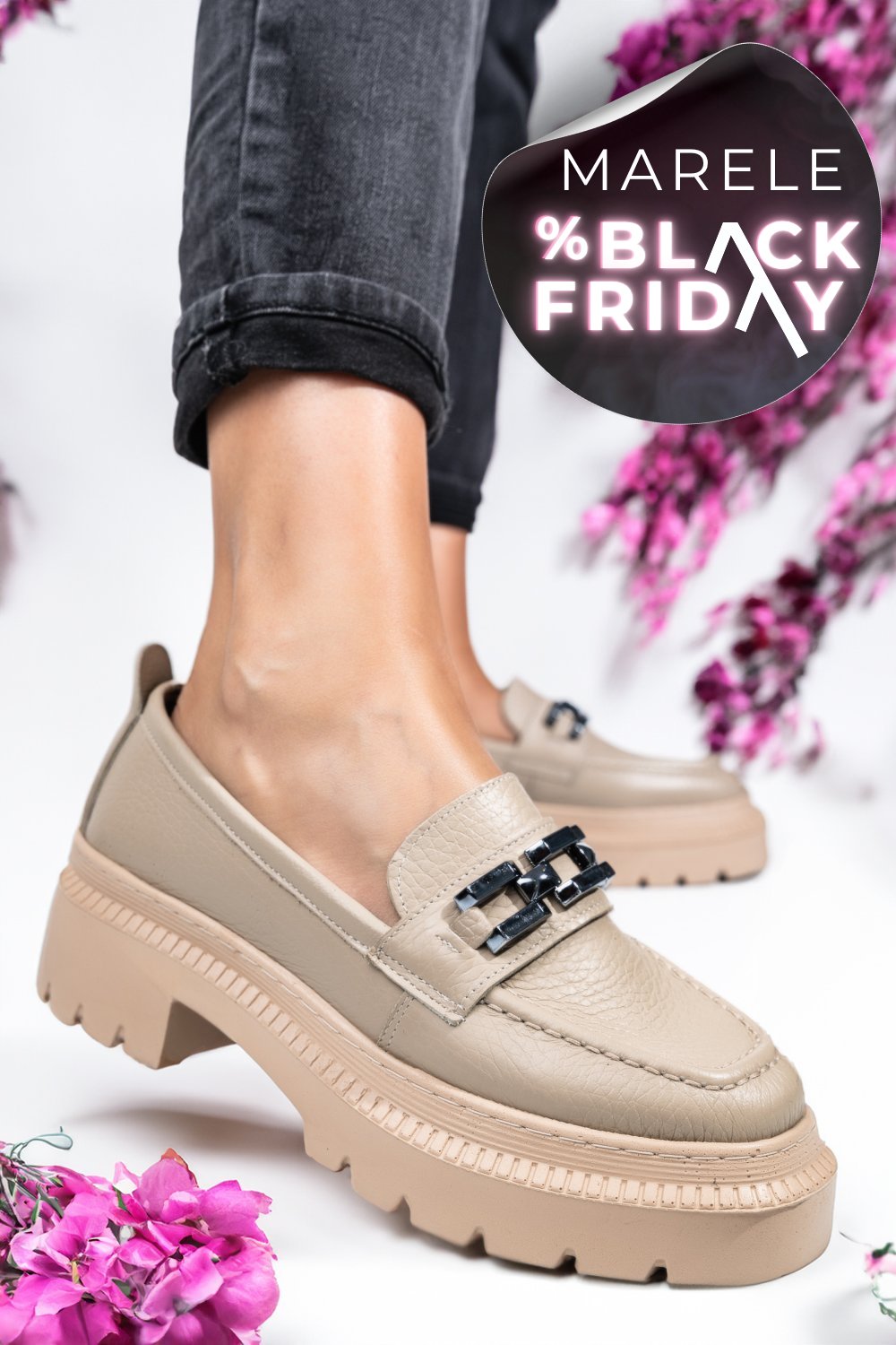 MOCASINI BEJ PIELE NATURALA IPCBM018