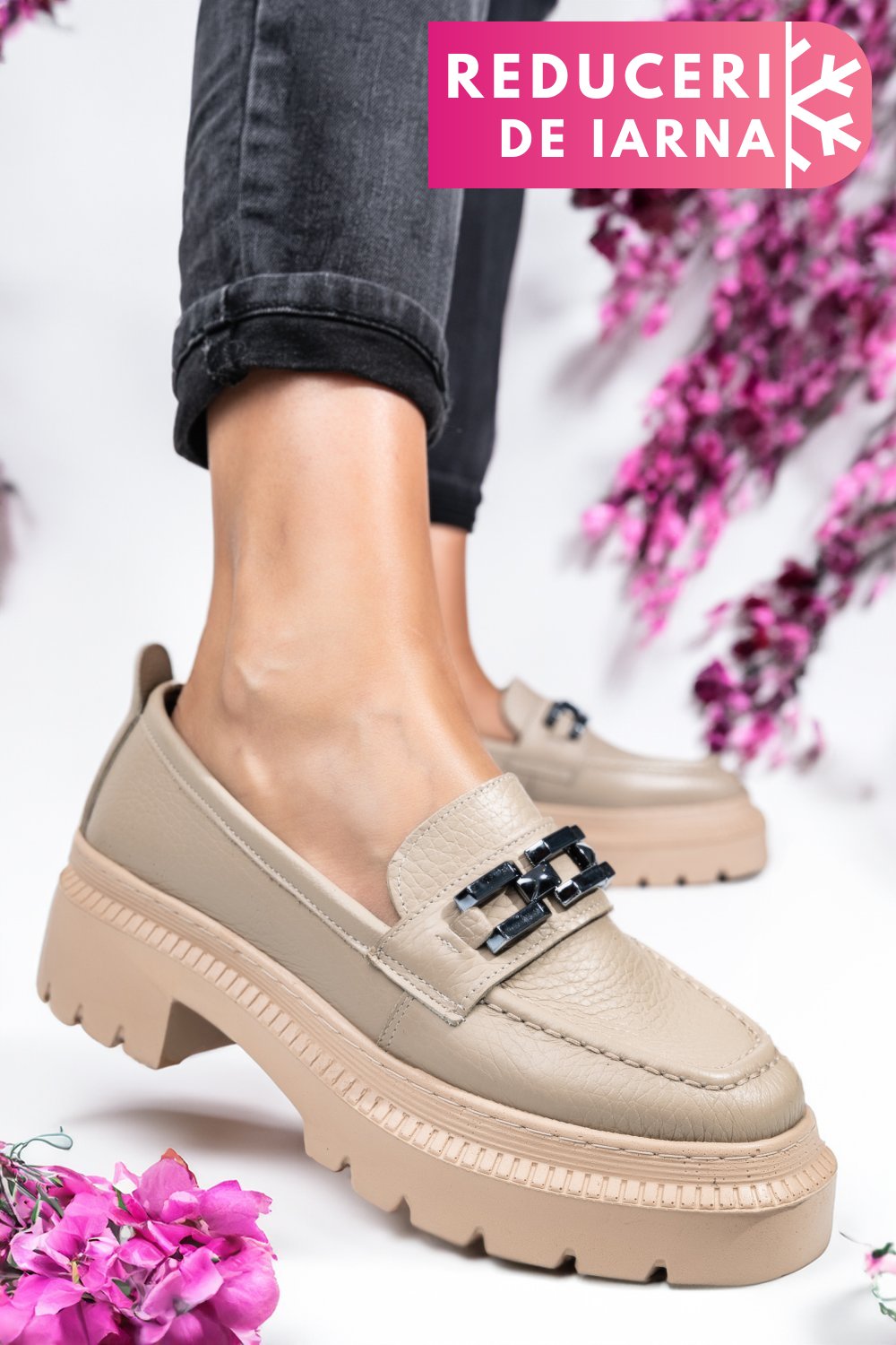 MOCASINI BEJ PIELE NATURALA IPCBM018