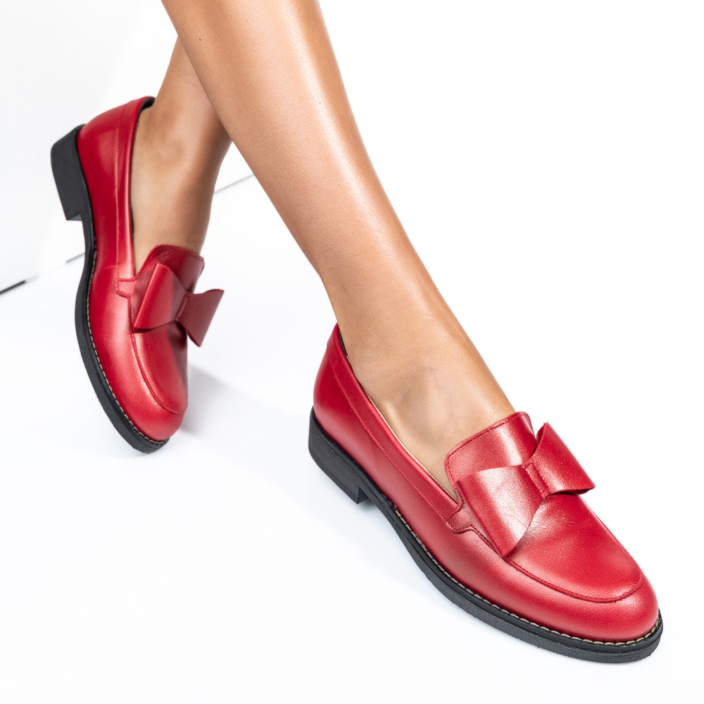 MOCASINI ROSII FEMEI PIELE NATURALA 2S77110