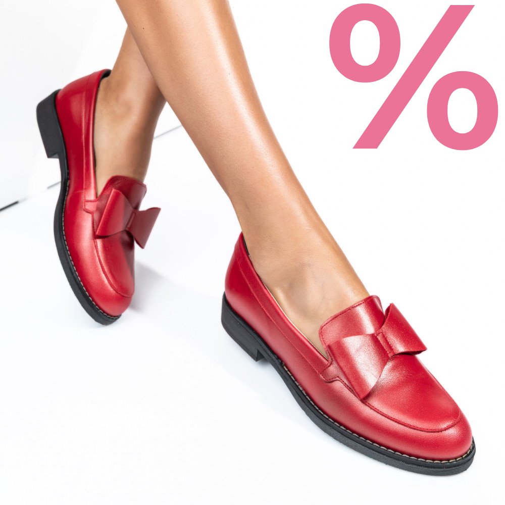MOCASINI ROSII FEMEI PIELE NATURALA 2S77110