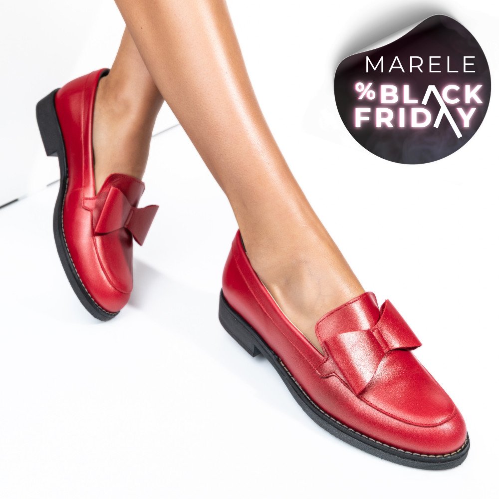 MOCASINI ROSII FEMEI PIELE NATURALA 2S77110