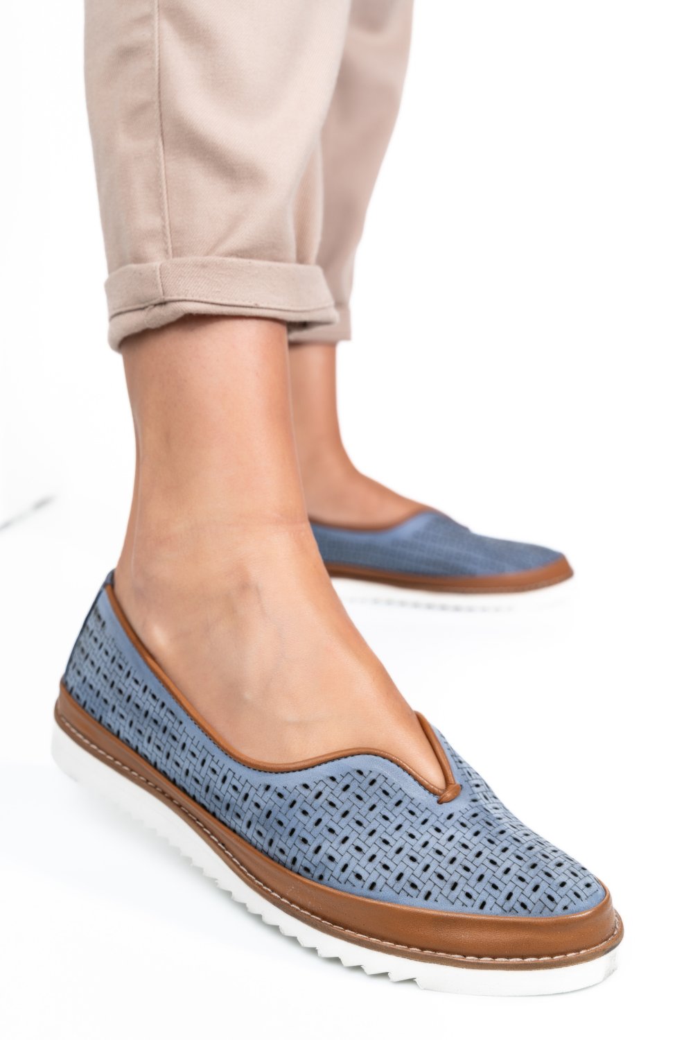 MOCASINI ALBASTRI PIELE NATURALA 1PC26