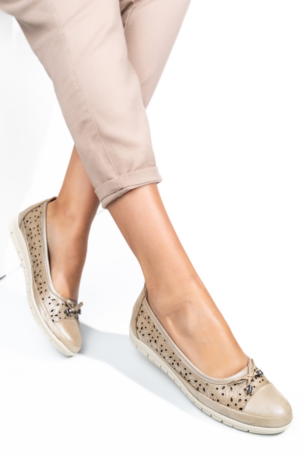 MOCASINI BEJ SIDEF PIELE NATURALA 1PC24