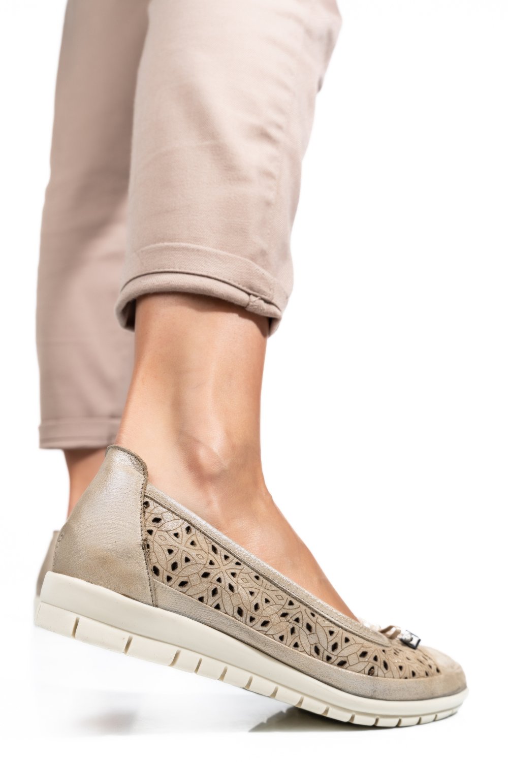 MOCASINI BEJ SIDEF PIELE NATURALA 1PC24