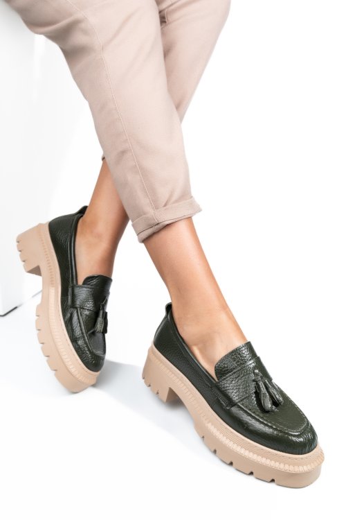 Mocasini verzi piele naturala ipcbm027