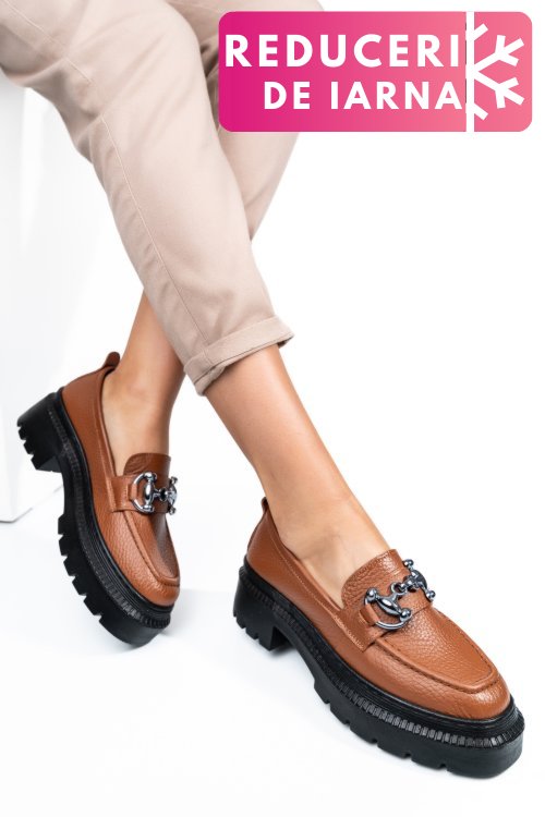 Mocasini brown piele naturala ipcbm021