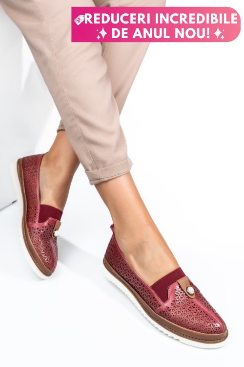 Mocasini rosii piele naturala 1pc26