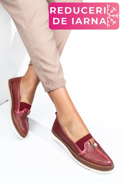 Mocasini rosii piele naturala 1pc26