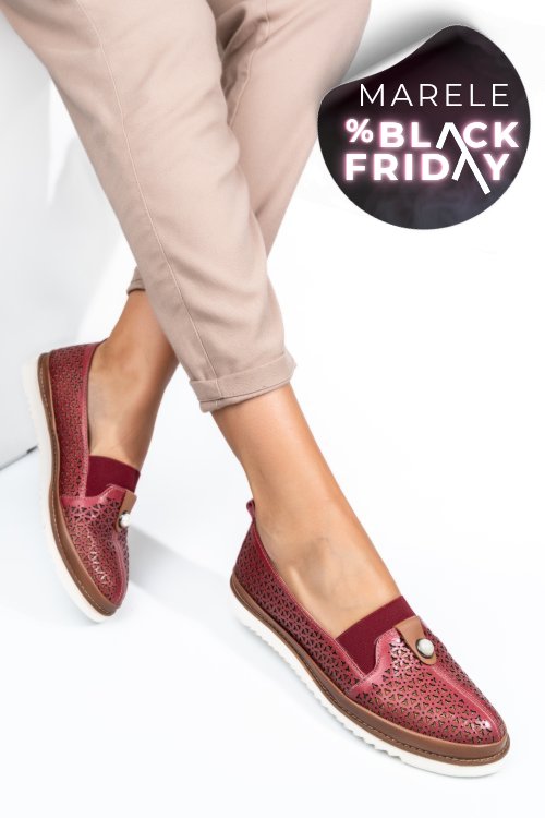 Mocasini rosii piele naturala 1pc26